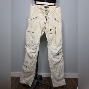 Vintage 2000s Ralph Lauren Women's Cream Cargo Pants